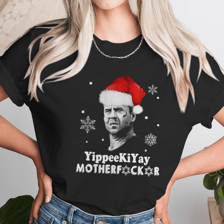 Yippeekiyay Motherfucker Christmas Women T-Shirt Gifts for Women