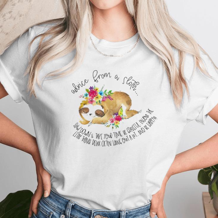 Advice From A Sloth Graphic Women T-Shirt Gifts for Women