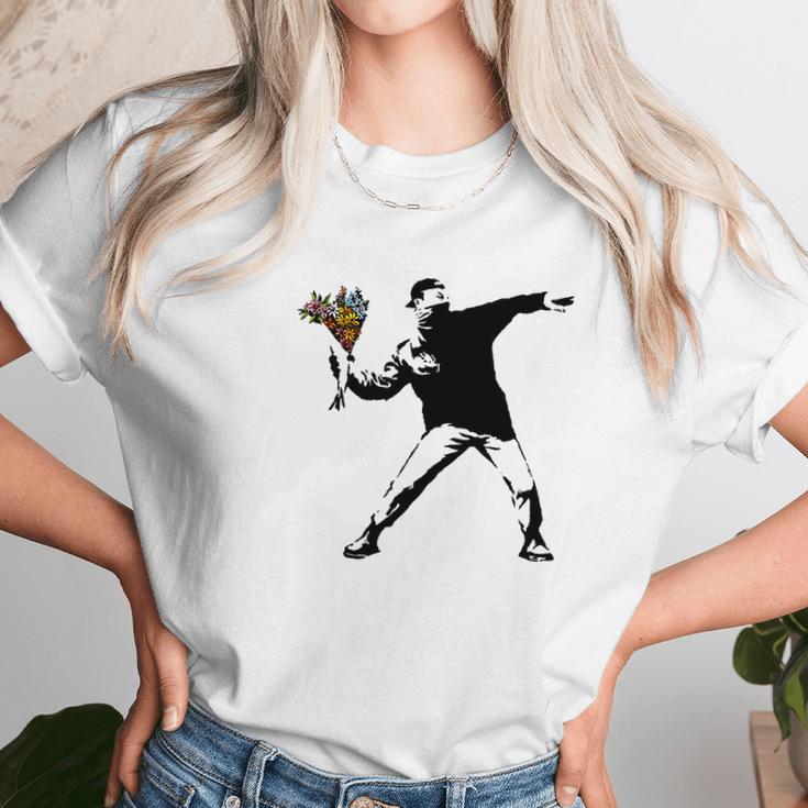 Banksy - Rage Flower Thrower Women T-Shirt Gifts for Women