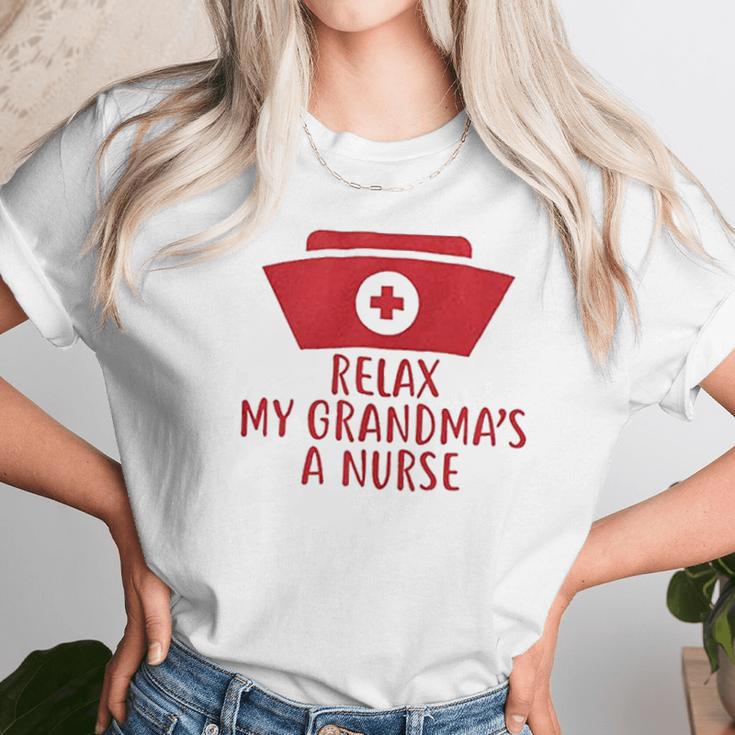 Brisco Brands Relax My Grandma Is A Nurse Newborn Baby Boy Girl Romper Women T-Shirt Gifts for Women