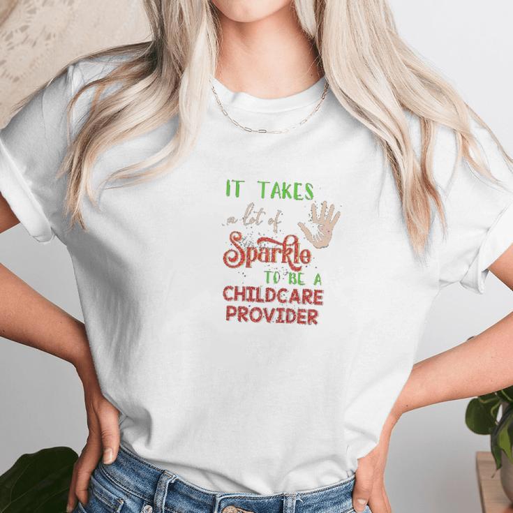 Christmas It Takes A Lot Of Sparkle To Be A Childcare Provider Women T-Shirt Gifts for Women