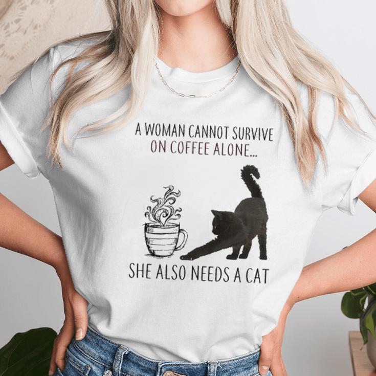 Coffee And Cat Lover She Also Needs A Cat New 2022 Gift Women T-Shirt Gifts for Women