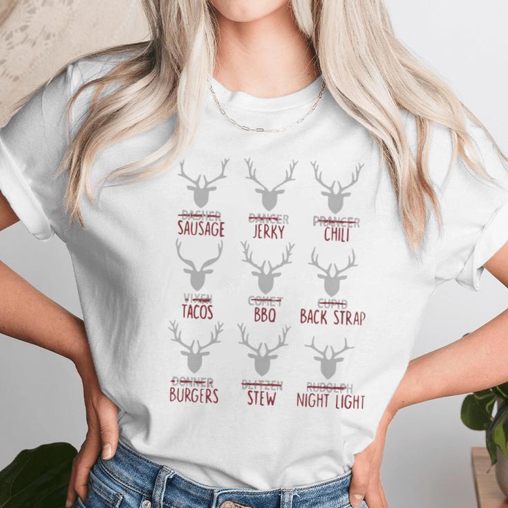 Deer Dasher Sausage Dancer Jerky Prancer Chili Tacos Christmas Shirt Women T-Shirt Gifts for Women