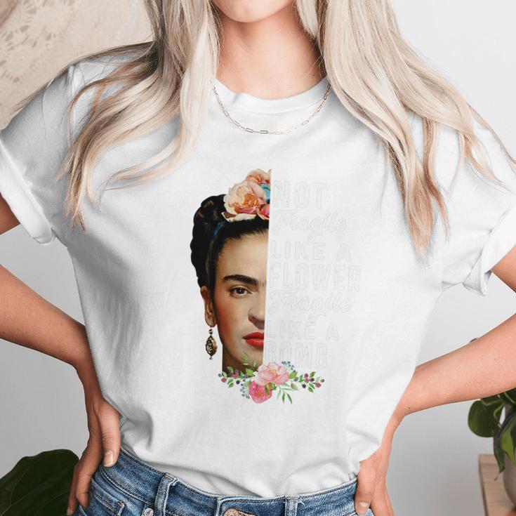 Frida Kahlo Not Fragile Like A Flower Fragile Like A Bomb Gift Women T-Shirt Gifts for Women