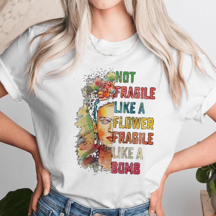 Frida Kahlo Not Fragile Like A Flower Fragile Like A Bomb Women T-Shirt Gifts for Women