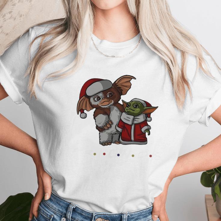 Friends Christmas Baby Yoda And Baby Gizmo Santa Women T-Shirt Gifts for Women