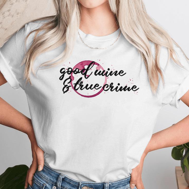 Good Wine True Crime Funny Wine Spill Murderino Tee Women T-Shirt Gifts for Women