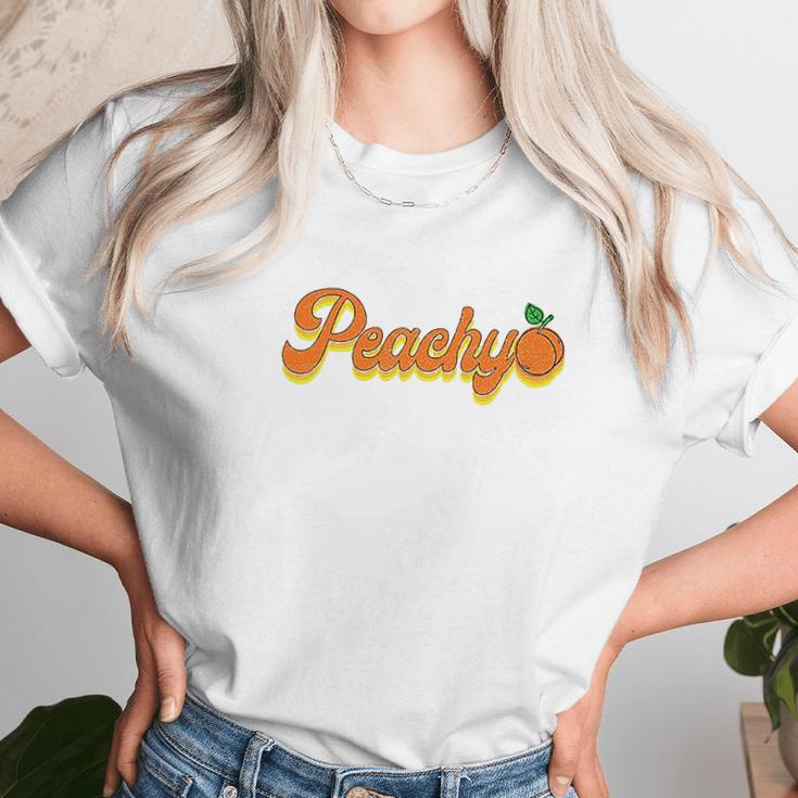 Just Peachy For Womens 70S Retro Summer Outfits Tops Peachy Graphic Women T-Shirt Gifts for Women