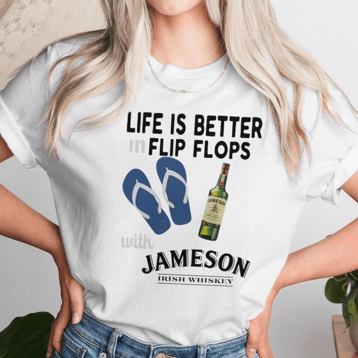 Life Is Better In Flip Flops With Jameson Irish Whiskey Women T-Shirt Gifts for Women