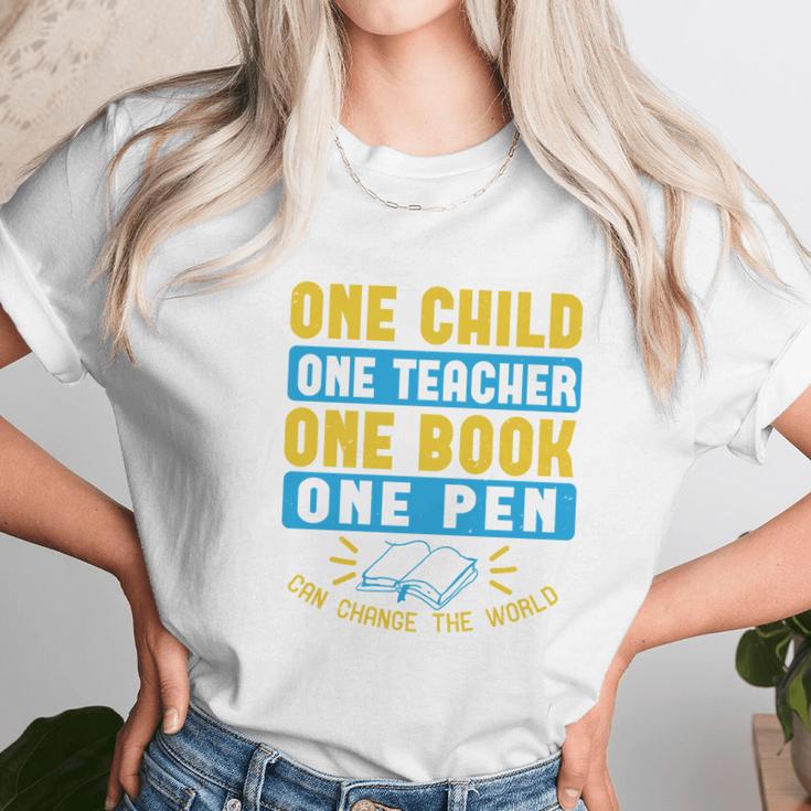 One Child One Teacher One Book One Pen Can Change The World Women T-Shirt Gifts for Women