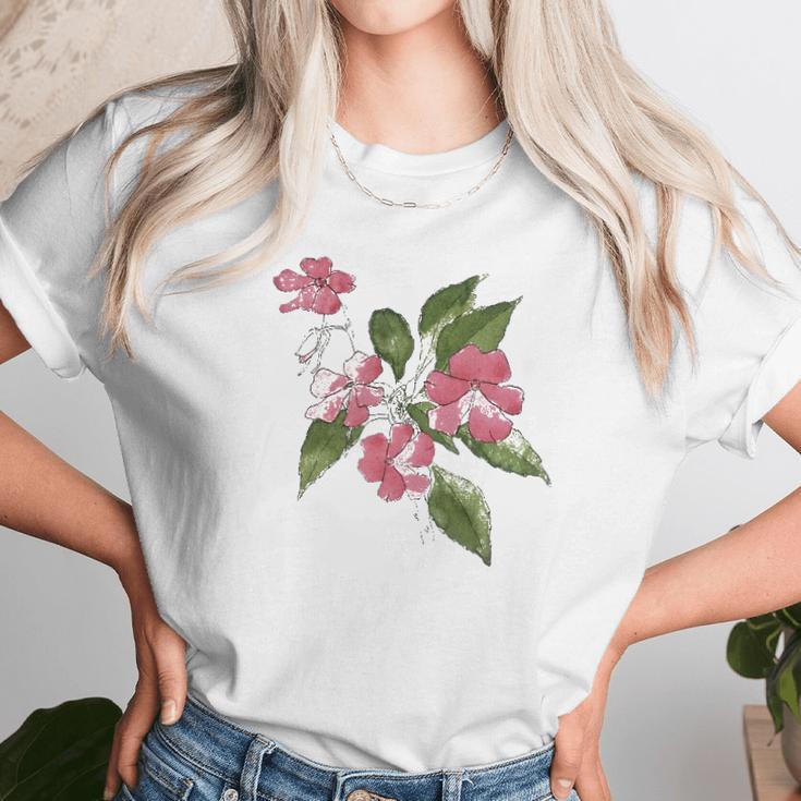 Pink Sultana Floral By Hannah Borger Overbeck Women T-Shirt Gifts for Women