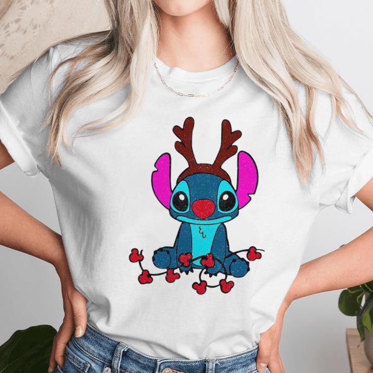 Reindeer Stitch Merry Christmas Women T-Shirt Gifts for Women