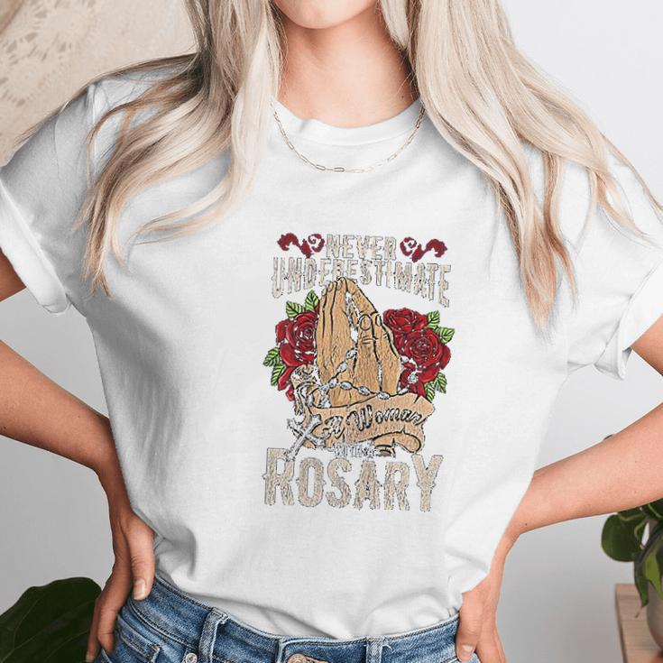 Womens Rosary Catholic Virgin Mary Women T-Shirt Gifts for Women