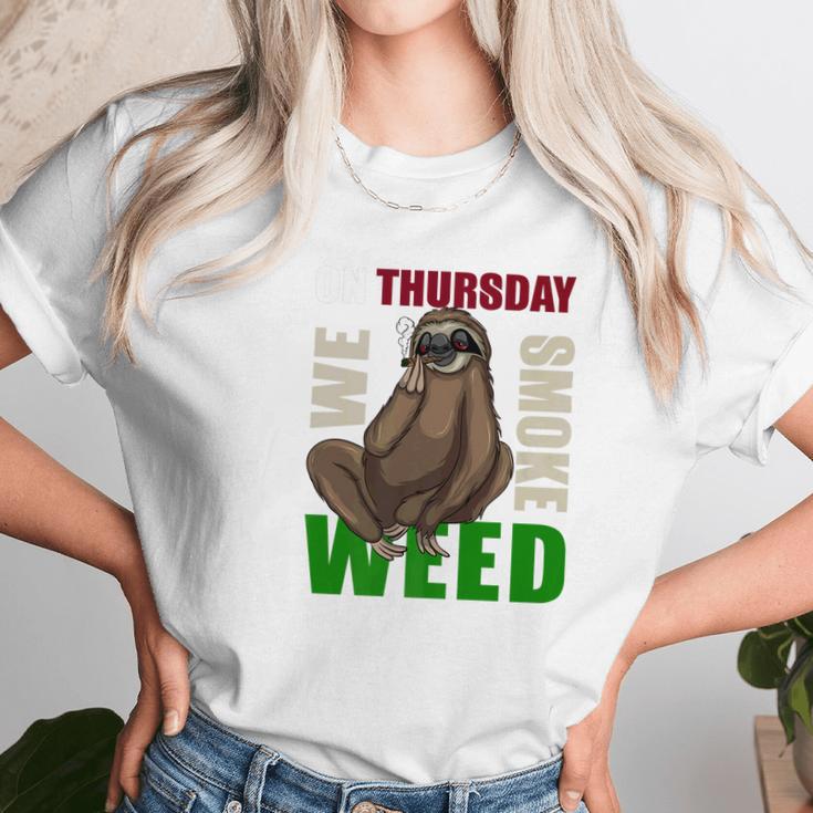 Sloth Stoner Thursday Marijuana Weed Ganja Gift Women T-Shirt Gifts for Women