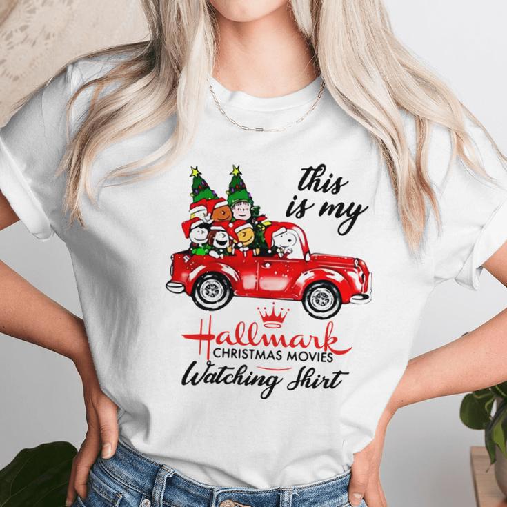 Snoopy Hallmark Christmas Movie Watching Women T-Shirt Gifts for Women