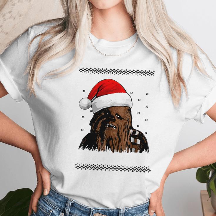 Star Wars Chewie Santa Hat Ugly Christmas Sweater T-Shirt Women T-Shirt Gifts for Women