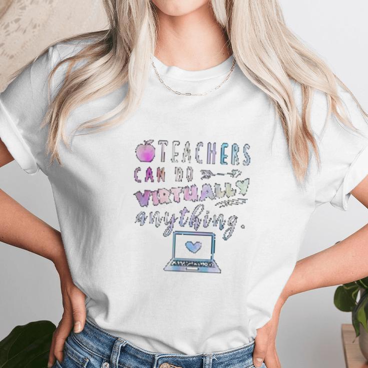 Teachers Can Do Virtually Anything Online Social Distancing Women T-Shirt Gifts for Women