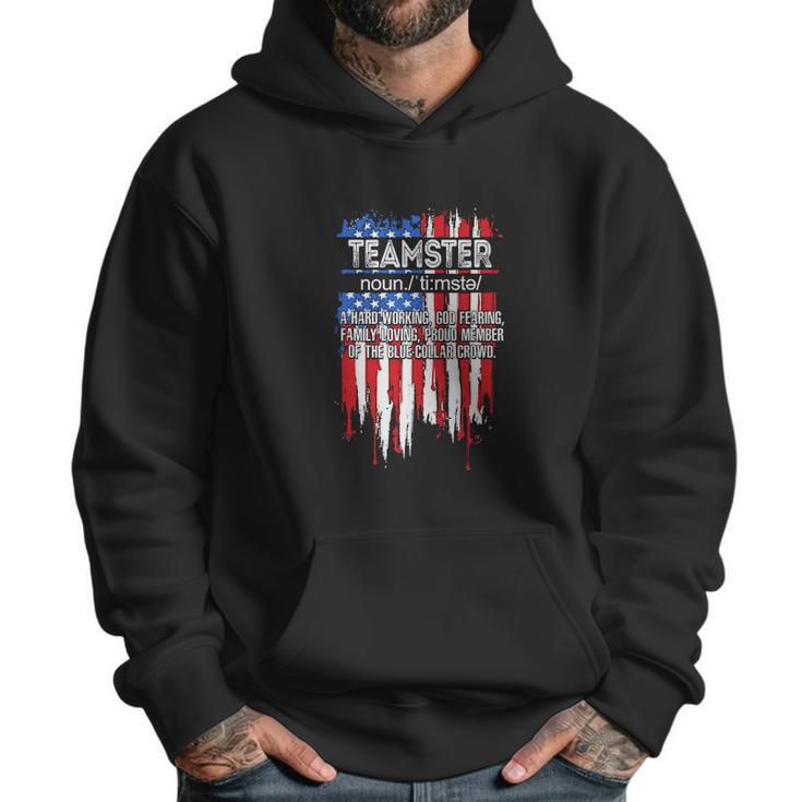 American Flag Teamster Definition Funny Fathers Day Graphic Design Printed Casual Daily Basic Men Hoodie