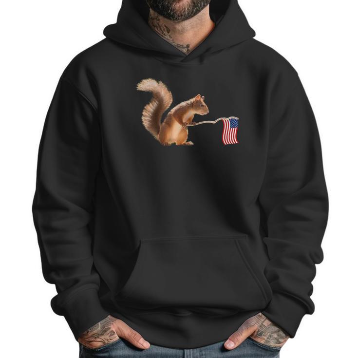 Cute Squirrel Usa Flag World War Champs July 4Th Men Hoodie