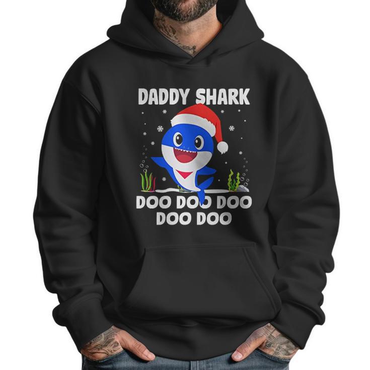 Men Daddy Shark With Santa Claus Hat Family Pajama Men Hoodie