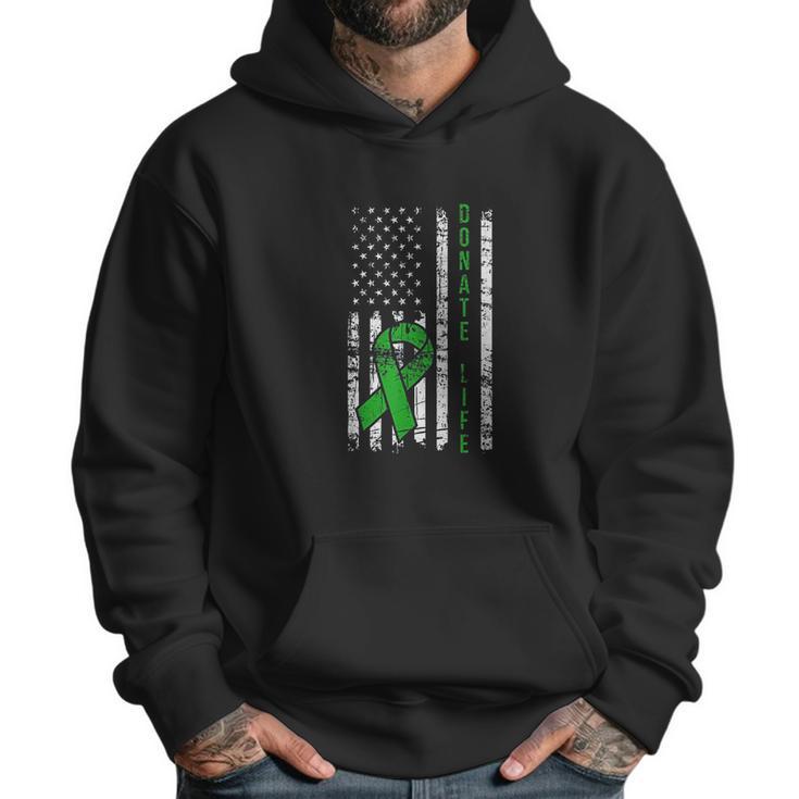 Distressed Donate Life Usa Flag Organ Kidney Donor Ribbon Men Hoodie