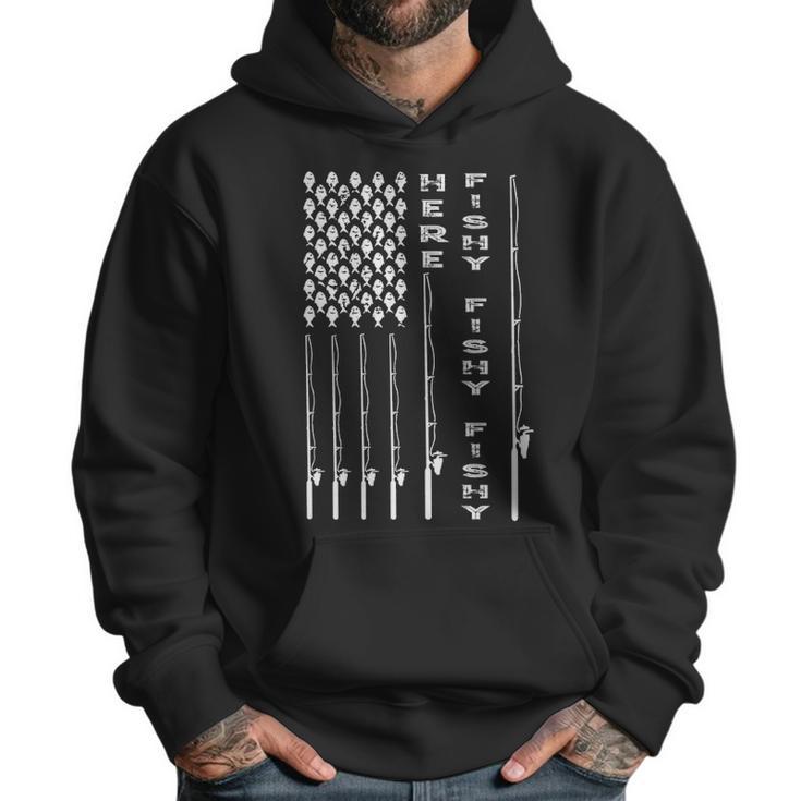 Here Fishy American Flag Men Hoodie