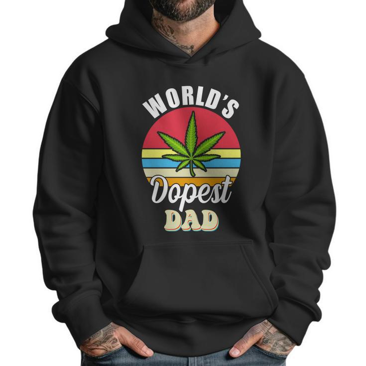 Funny Worlds Dopest Dad Funny Marijuana Retro Men Hoodie