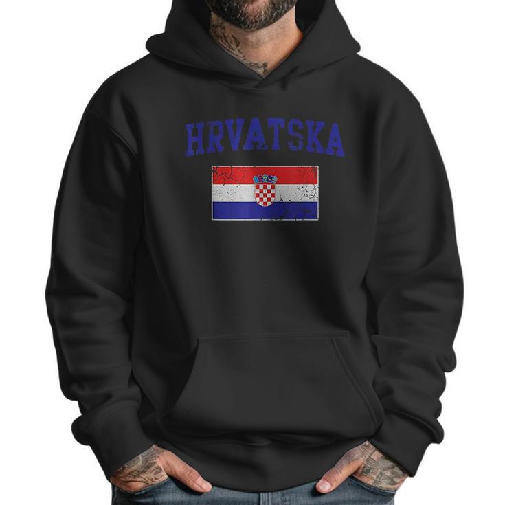 Hrvatska Croatia Flag Croatian Retro Fade Men Hoodie