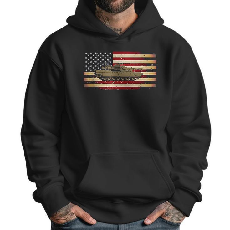 M1 Tank And American Flag Veterans Men Hoodie