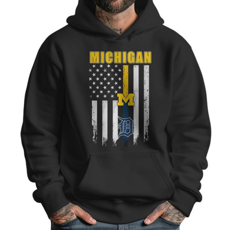 Official Michigan Michigan Wolverines Detroit Tigers American Flag Shirt Men Hoodie