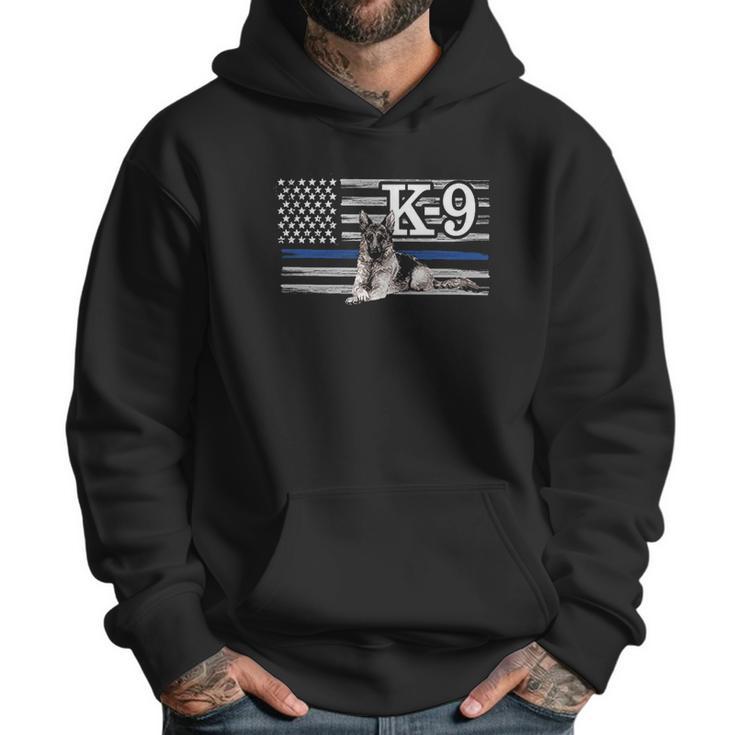 Police K9 Unit Thin Blue Line Flag  German Shepherd Men Hoodie