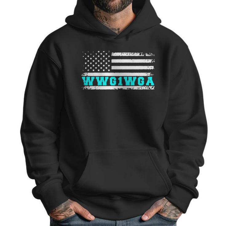 Qanon Apparel Wwg1wga Us Flag Retro Q Anon Men Hoodie