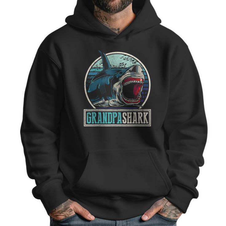 Retro Animal Grandfather Fathers Day Gift Grandpa Shark Men Hoodie