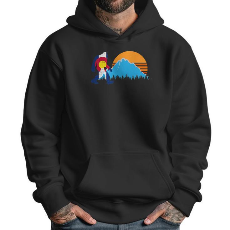 Retro Bigfoot Sun Mountain Colorado State Flag Shirt Gift Men Hoodie