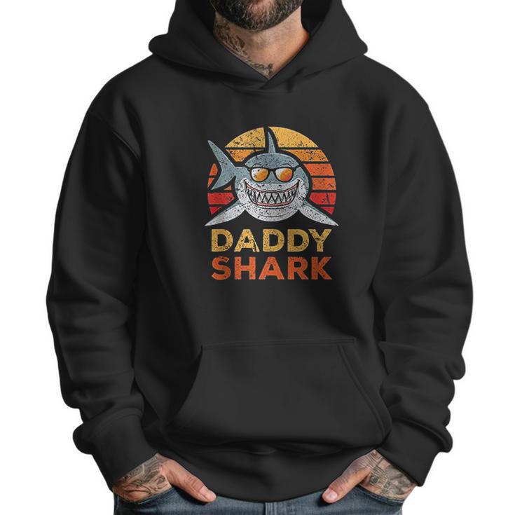 Retro Daddy Shark Design Funny Fathers Day Gift Dad Men Hoodie