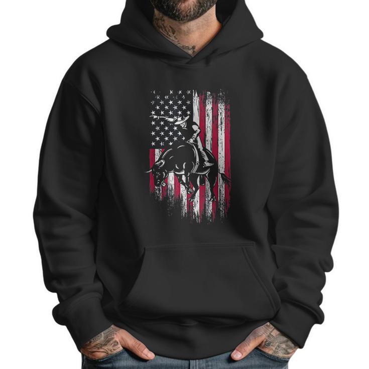 Rodeo Bull Rider Patriotic American Flag Cowboys Men Hoodie