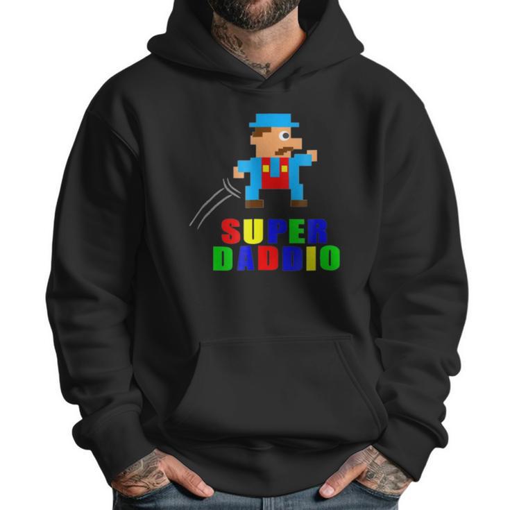 Mens Super Daddio Fathers Day Video Game Action Figure Arcade Tee Men Hoodie