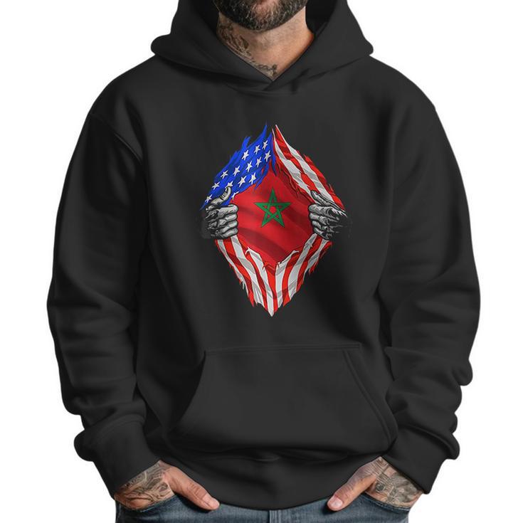 Super Moroccan Heritage Morocco Roots Usa Flag Gift Men Hoodie