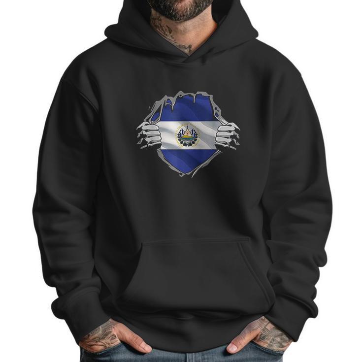 Super Salvadoran Heritage El Salvador Roots Flag Gift Men Hoodie