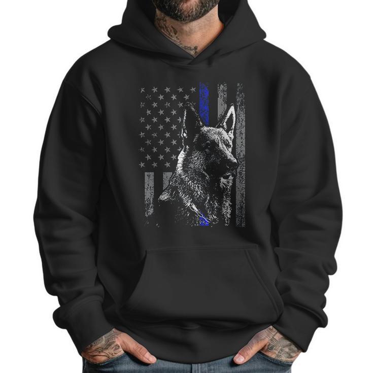 Thin Blue Line Flag K-9 German Shepherd Police Dog Gift Men Men Hoodie