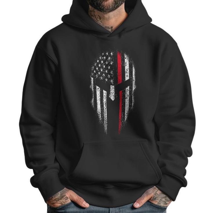 Thin Red Line Usa Flag Firefighter Spartan Men Hoodie