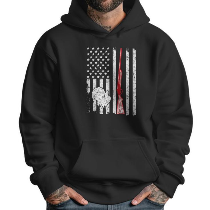 Turkey Hunting American Flag Rifle Weathered Men Hoodie