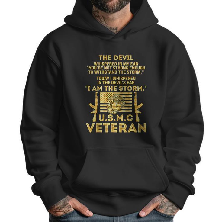 U S M C Veteran I Am The Storm Gold Foil Effect Graphic Design Printed Casual Daily Basic Men Hoodie