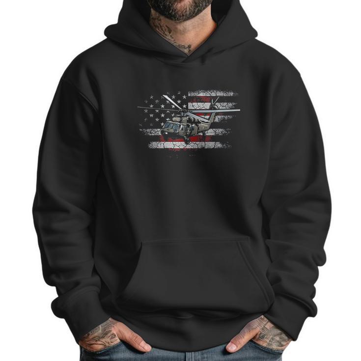 Uh60 Black Hawk Helicopter Vintage Flag Veteran Men Hoodie