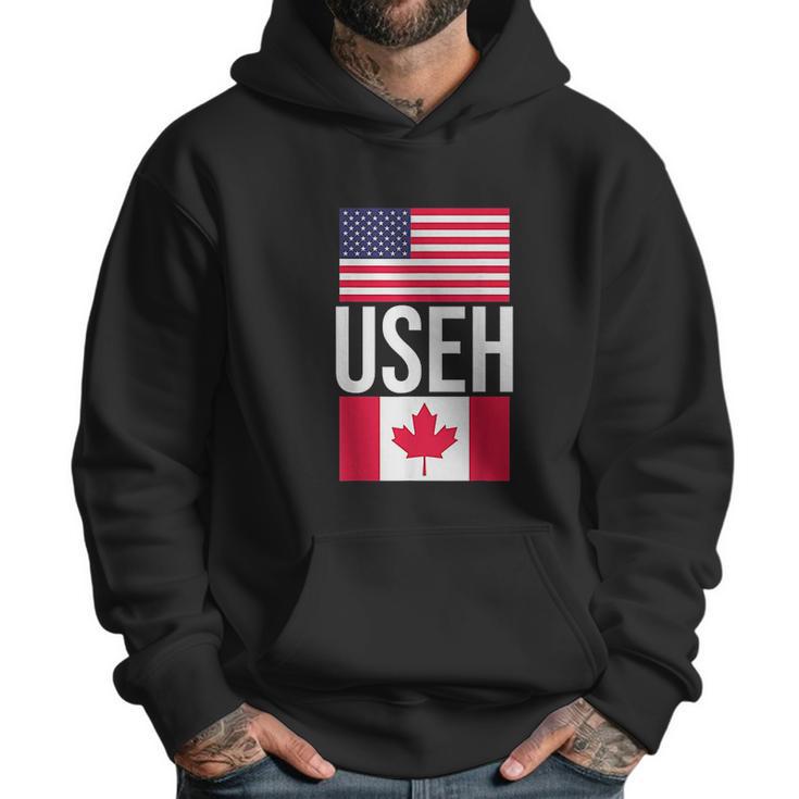 Useh American Pride Us Flag Canadian Flag Gift Canada Men Hoodie