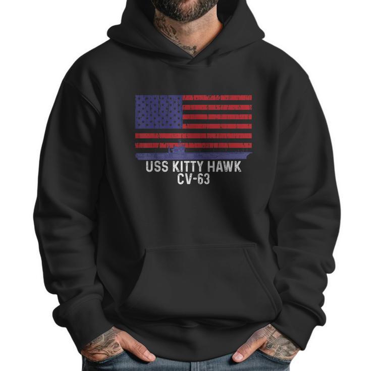 Uss Kitty Hawk Cv63 Aircraft Carrier Vintage Usa Flag Men Hoodie