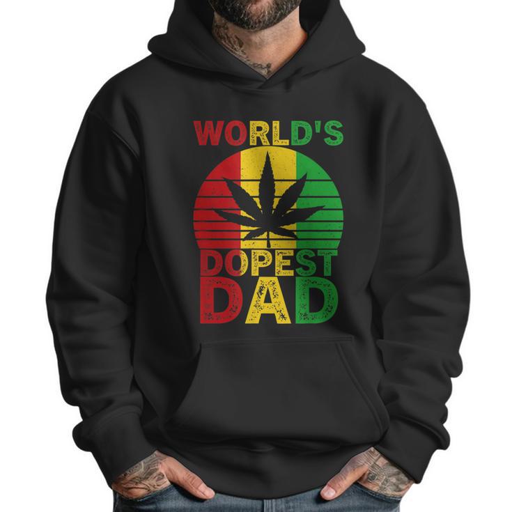 Worlds Dopest Dad Vintage Weed Leaf Cannabis Marijuana Men Hoodie