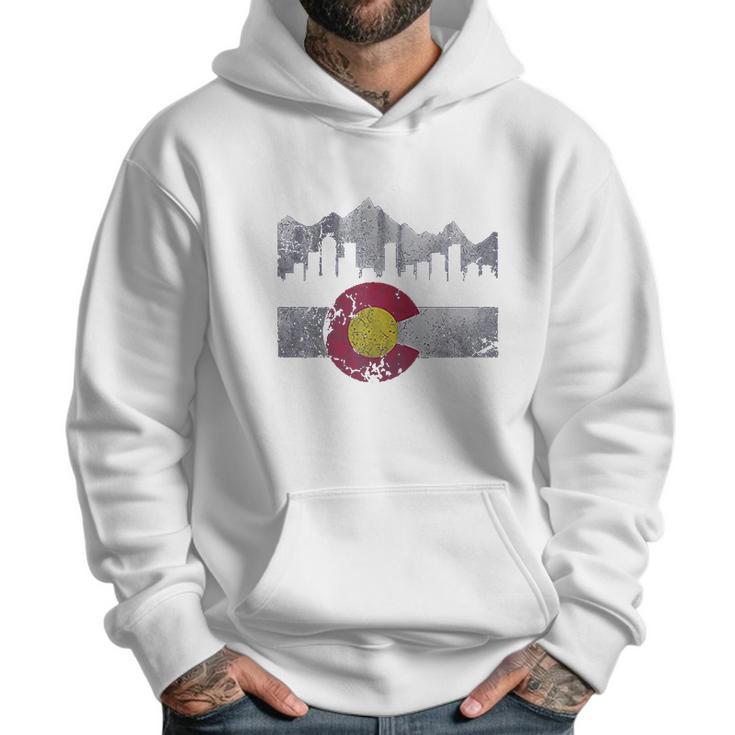 Colorado Flag Skyline Vintage Faded Home Love Vacation Men Hoodie