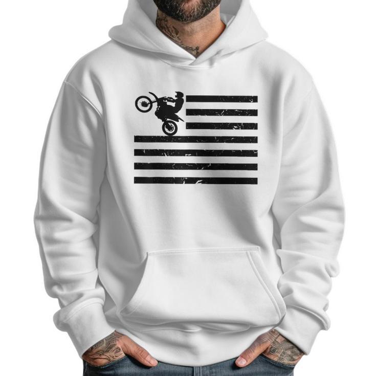 Motocross Braaap Vintage Usa American Flag Men Hoodie