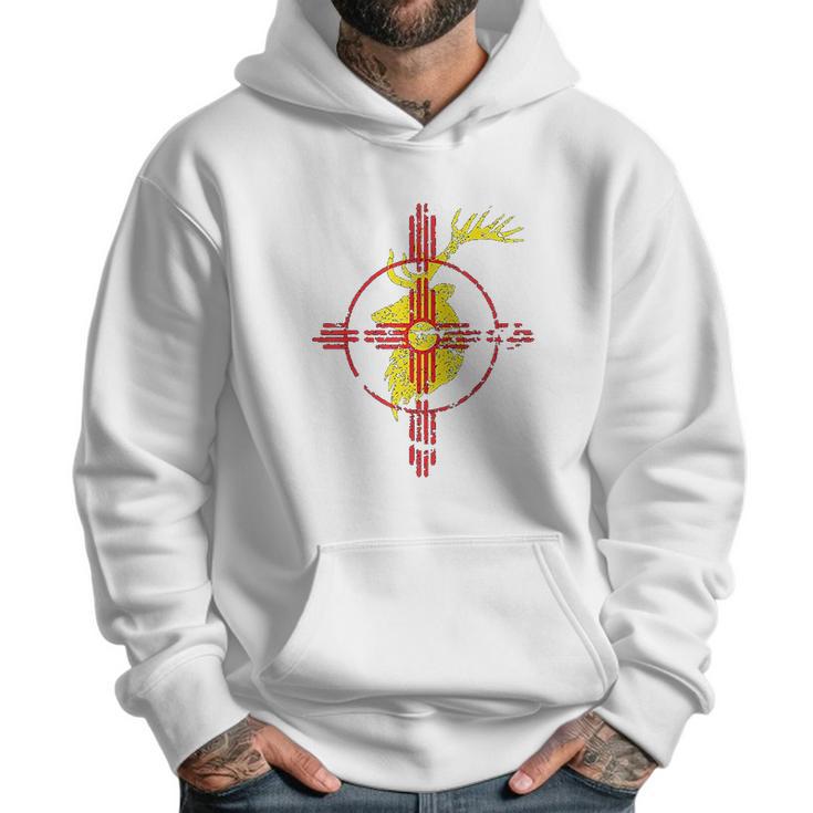 New Mexico State Flag Elk Hunting Zia Symbol Design Men Hoodie